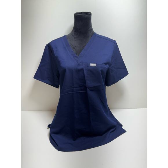 Women’s Medical Scrub Top Nursing Uniform Navy Blue XL V Neck Comenll - Picture 1 of 10